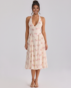Annika | Midi Dress with Halter Neck and Open Back