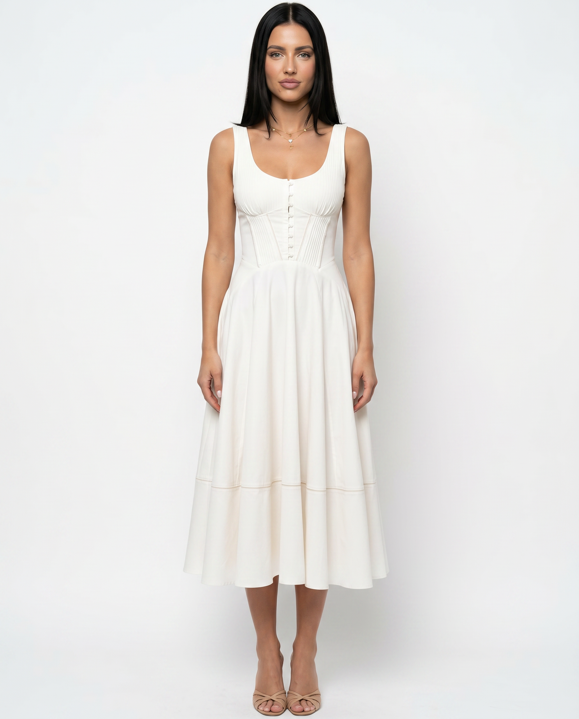Wanda | Midi Sundress with Waist Cinch Detail