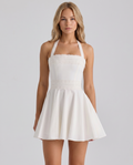 Diane | Halter Neck Mini Dress with Broderie Anglaise