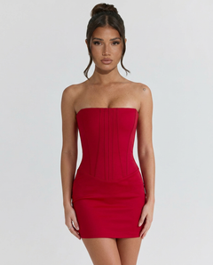 Michele | Strapless Mini Dress with Corset Bodice