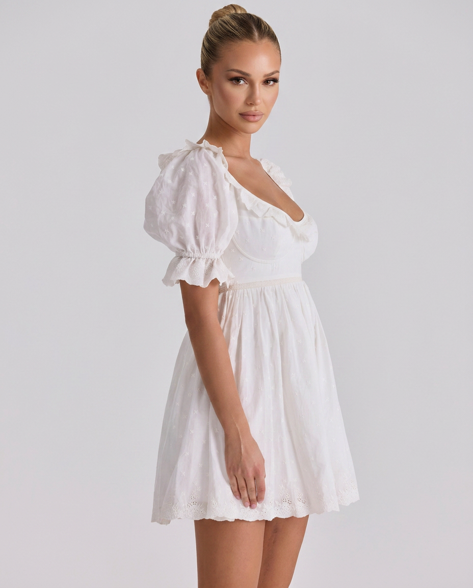 Sophia | Babydoll Mini Dress with Puff Sleeves