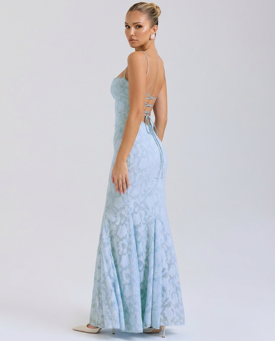 Goldie | Maxi Dress with Lace-Up Back and Fitted Silhouette