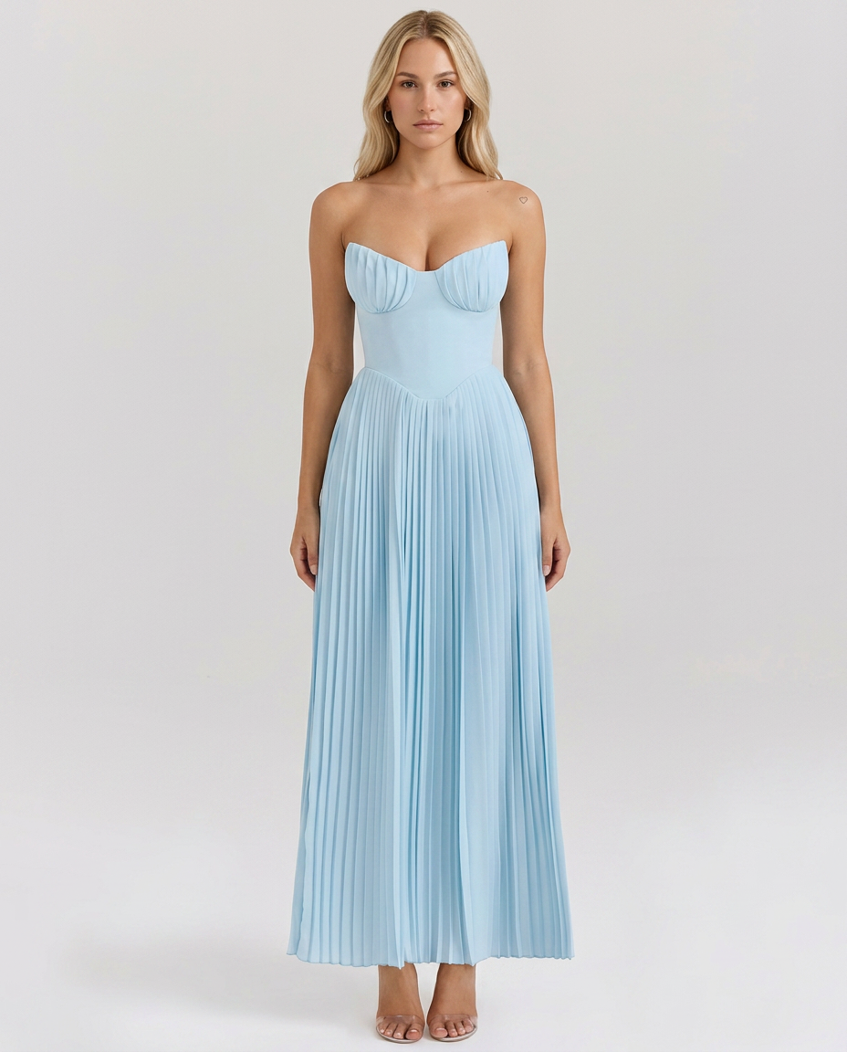 Jaclyn | Strapless Pleated Maxi Dress