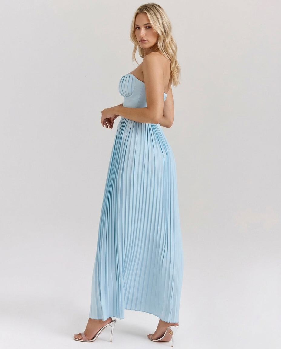 Jaclyn | Strapless Pleated Maxi Dress