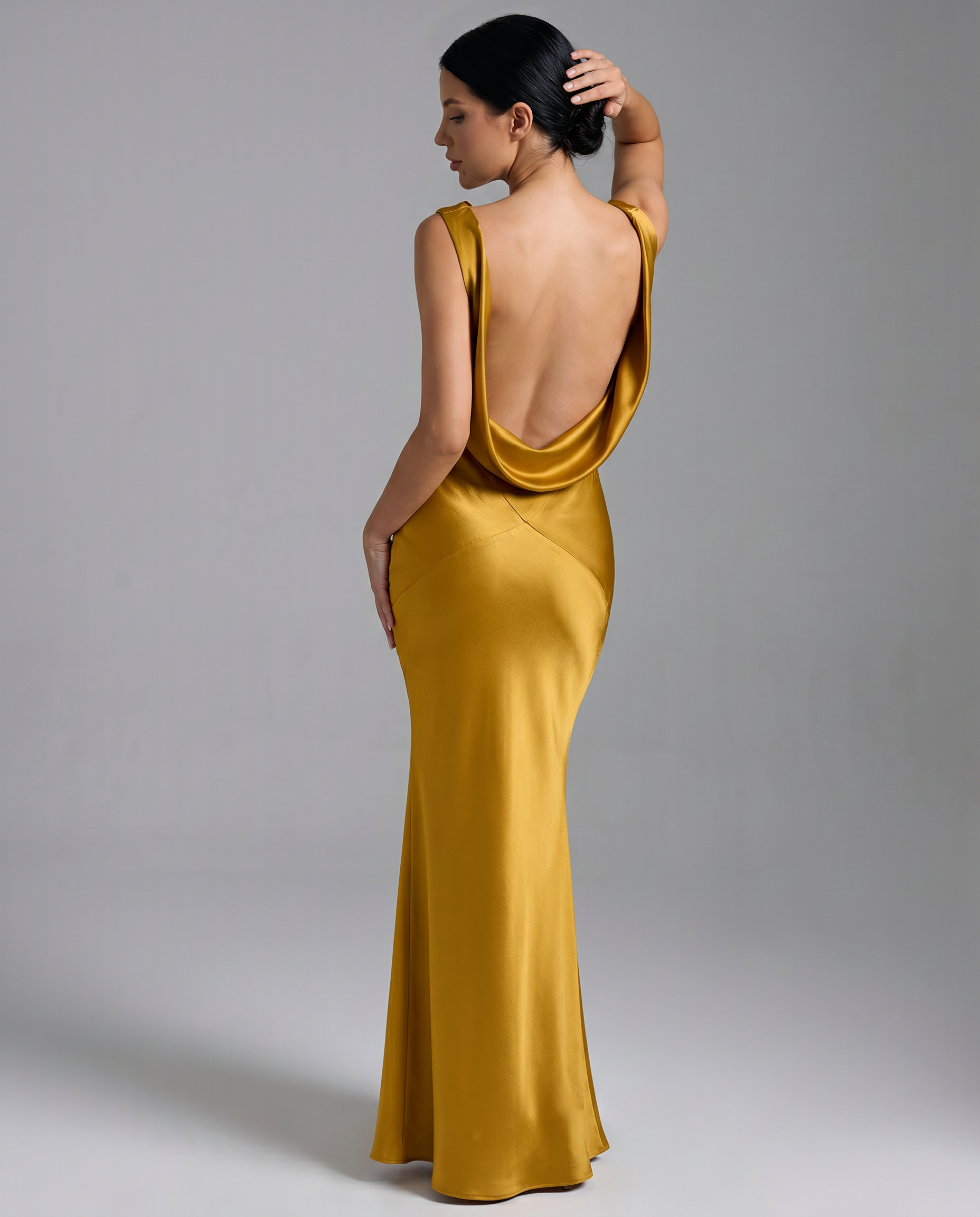 Janey | Maxi Dress with Draped Cowl Neck and Open Back