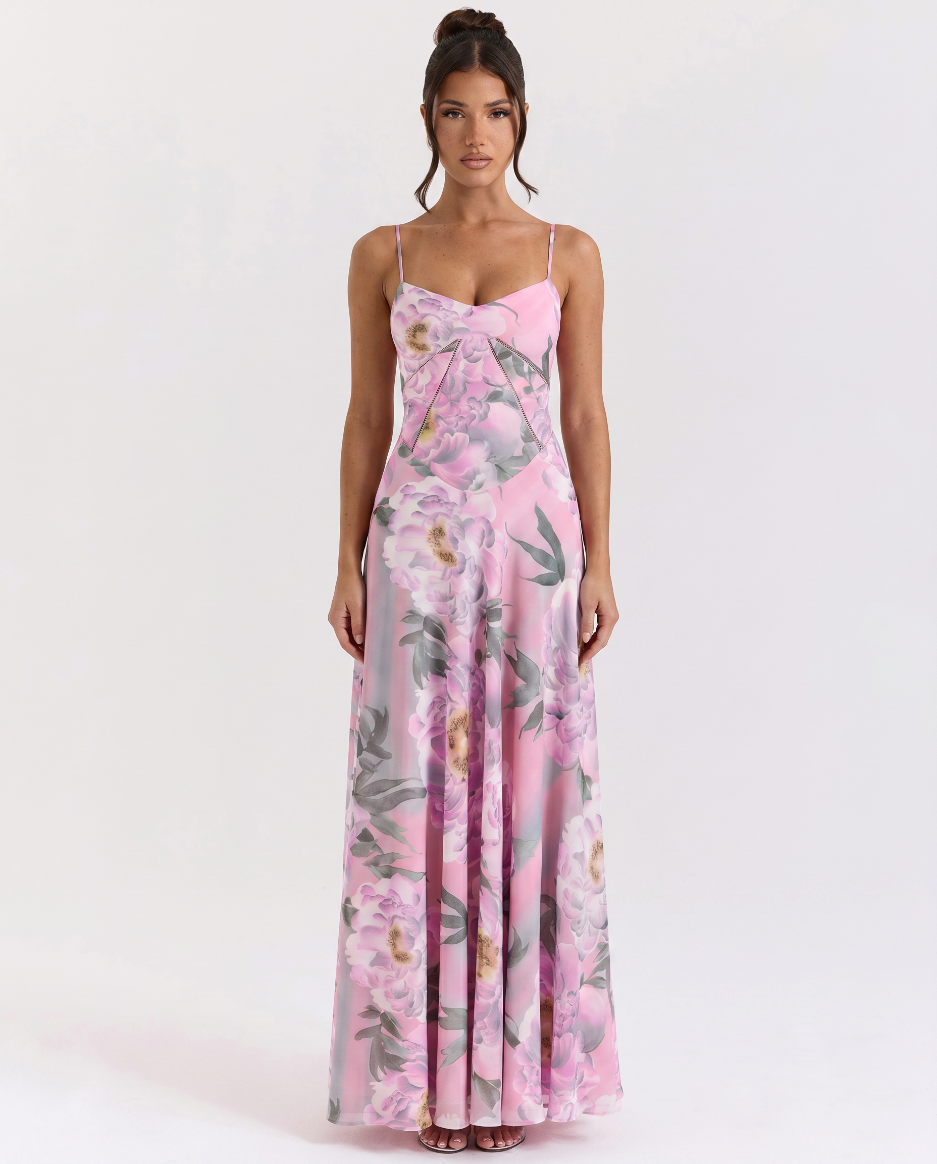 Lottie | Maxi Dress with Floral Print and Lace-Up Back
