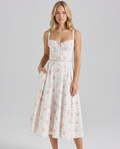 Carole | Printed Button Front Midi Dress With Lace Up Back