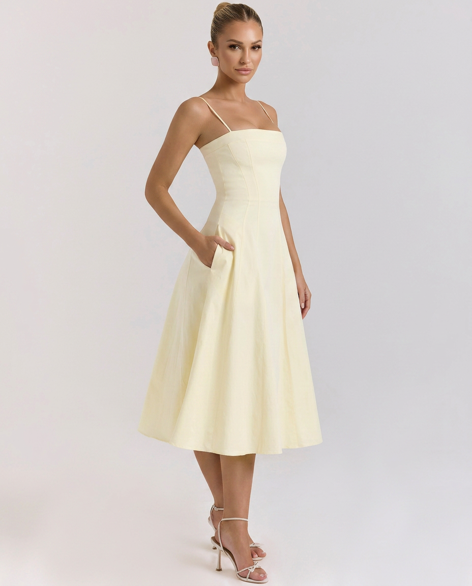 Merle | A-Line Midi Sundress with Thin Straps