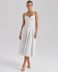 Amelia | Midi Dress with Halter Neck and Corset Bodice