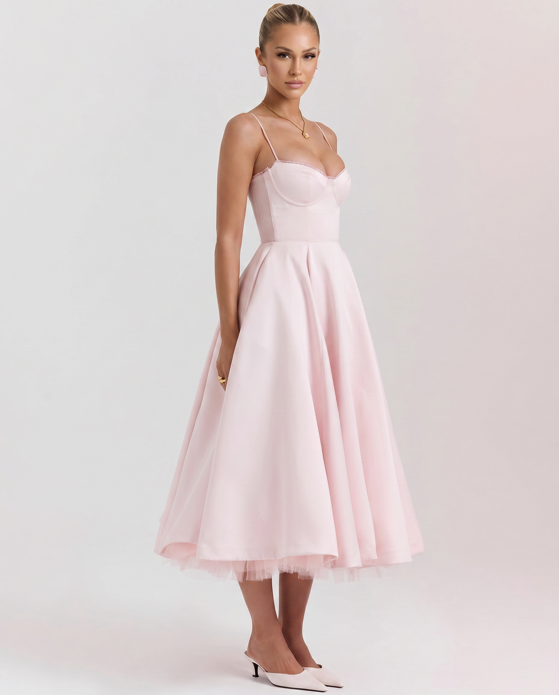 Jianna | Midi Dress with Tulle Skirt and Underwired Bodice