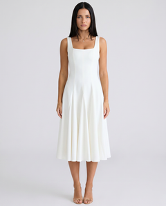 Calantha | Midi Dress with Square Neck and Cap Sleeves
