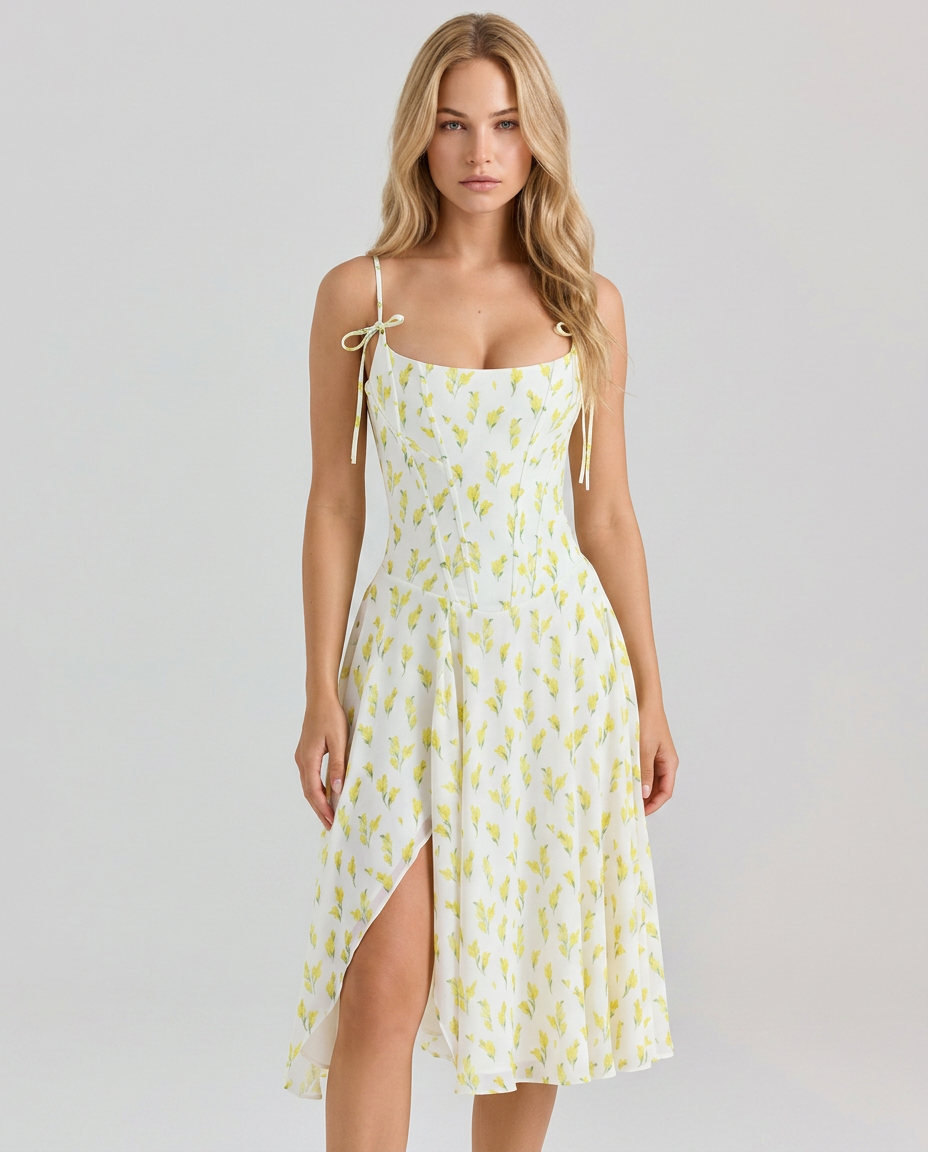 Imelda | Floral Print Georgette Midi Dress