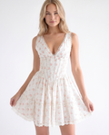 Phoebe | Mini Dress with Floral Print and Lace Trim