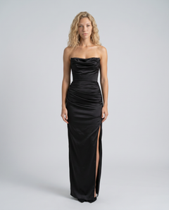 Robyn | Maxi Dress with Draped Bodice and Side Slit