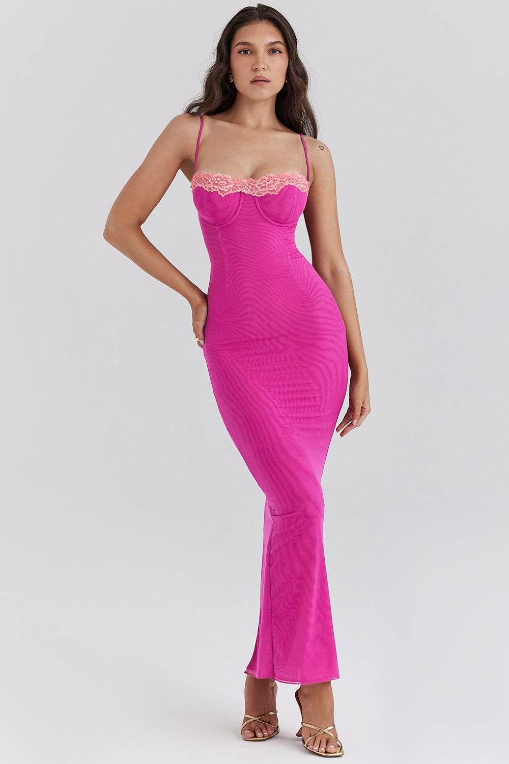 Iris | Maxi Dress with Lace Trim and Back Slit