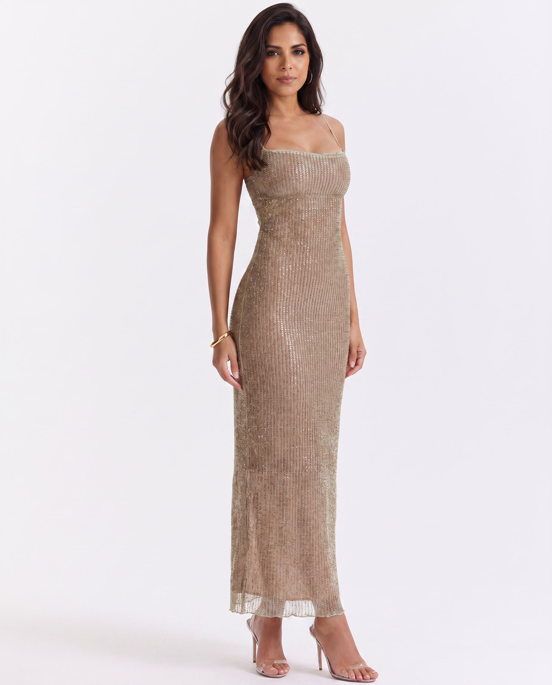 Imogen | Maxi Dress with Beaded Finish and Back Split