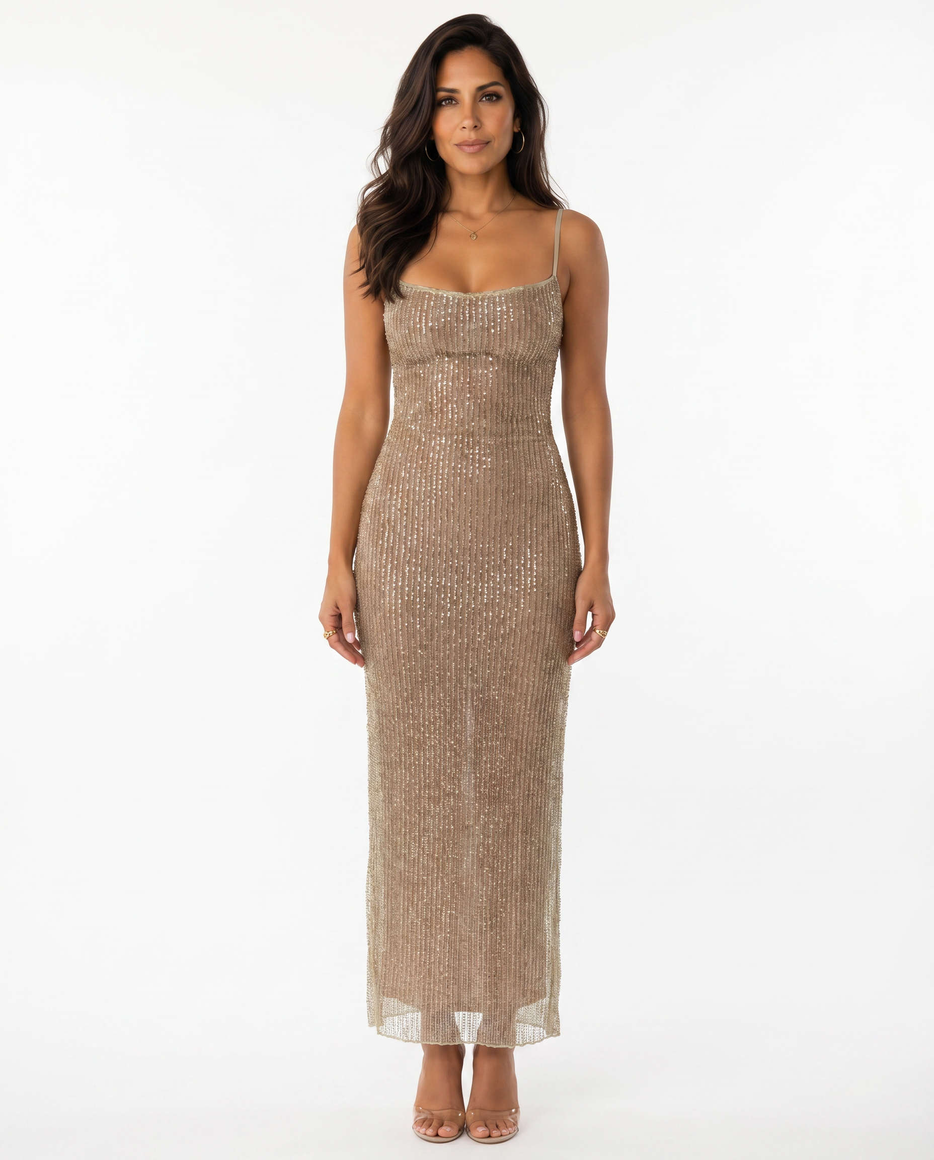 Imogen | Maxi Dress with Beaded Finish and Back Split