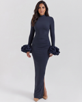 Gloria | Maxi Dress with High Neck and Ruffle Cuffs