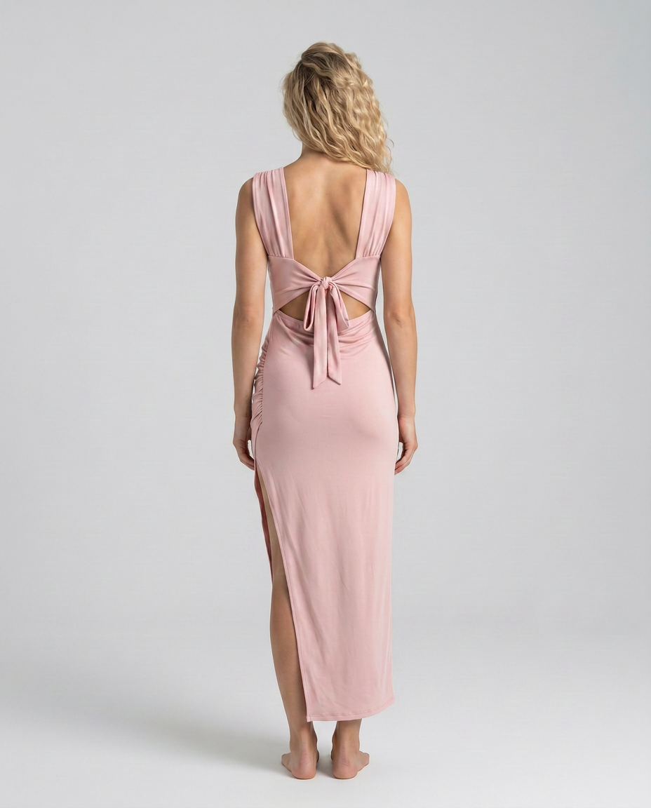 Ine | Boat Neck Maxi Dress with Side Split