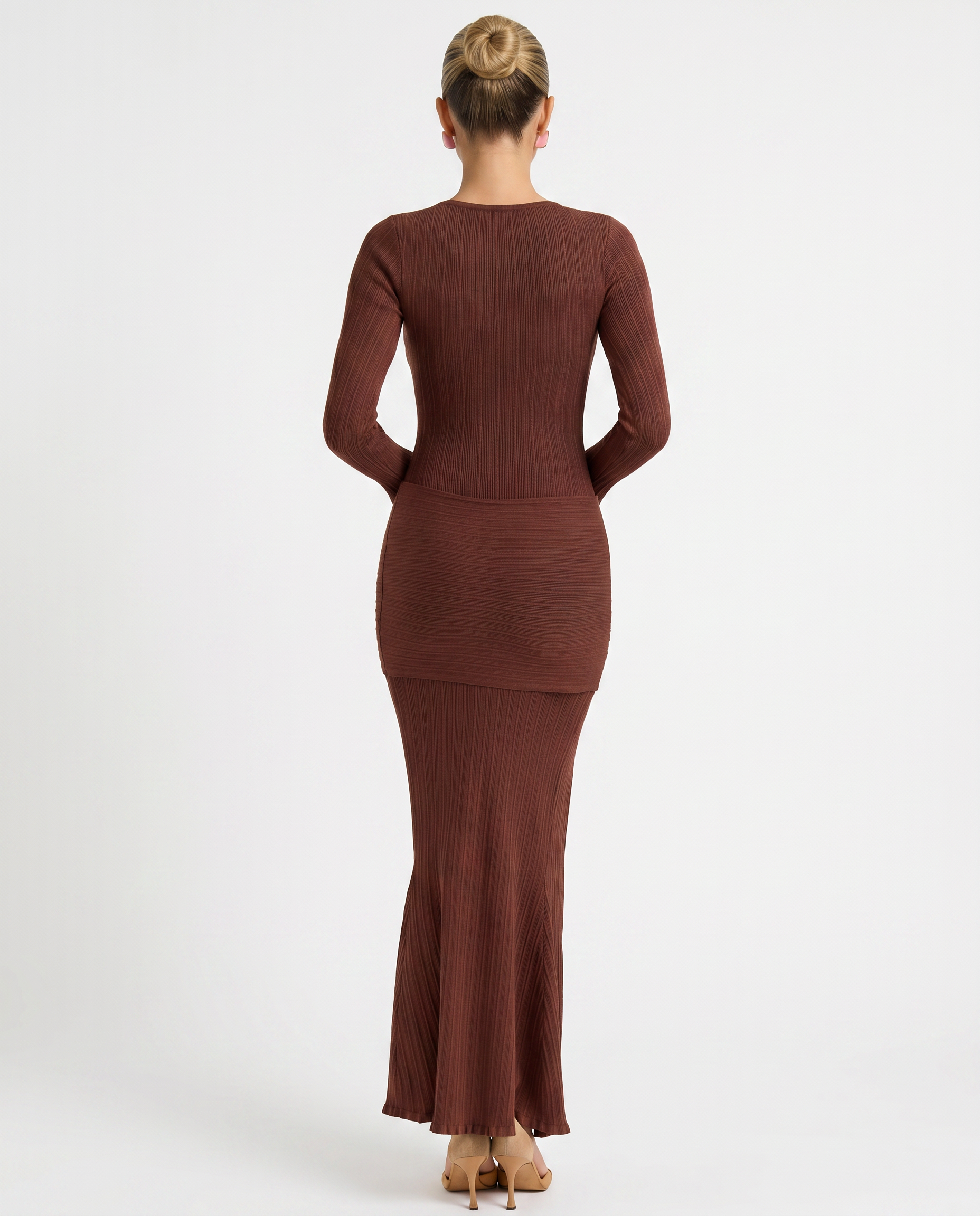 Joan | Long Sleeve Maxi Dress with Draped Twist at Waist