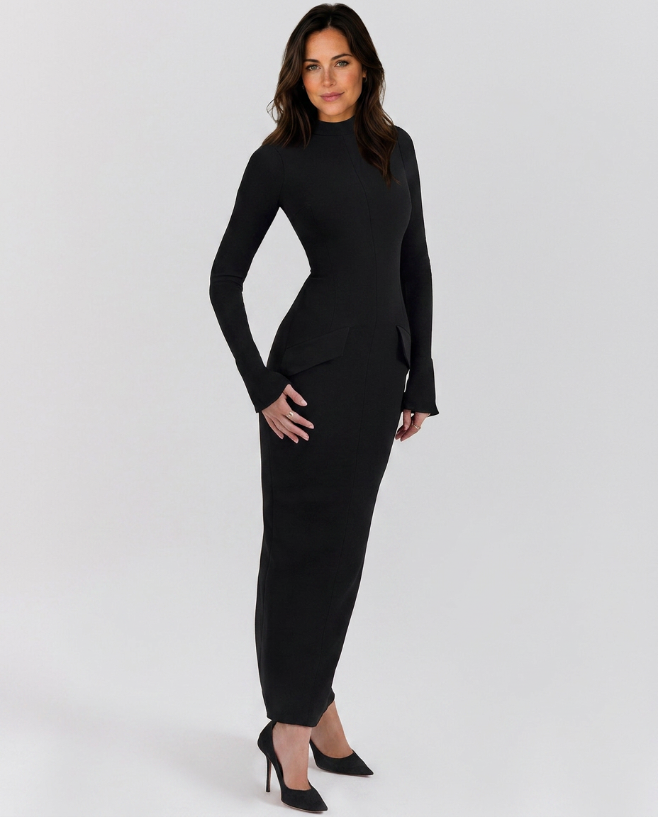 Mallory | Turtleneck Maxi Dress with Structured Waist