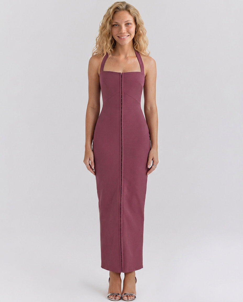 Irma | Halter Maxi Dress with Front Hook Detail