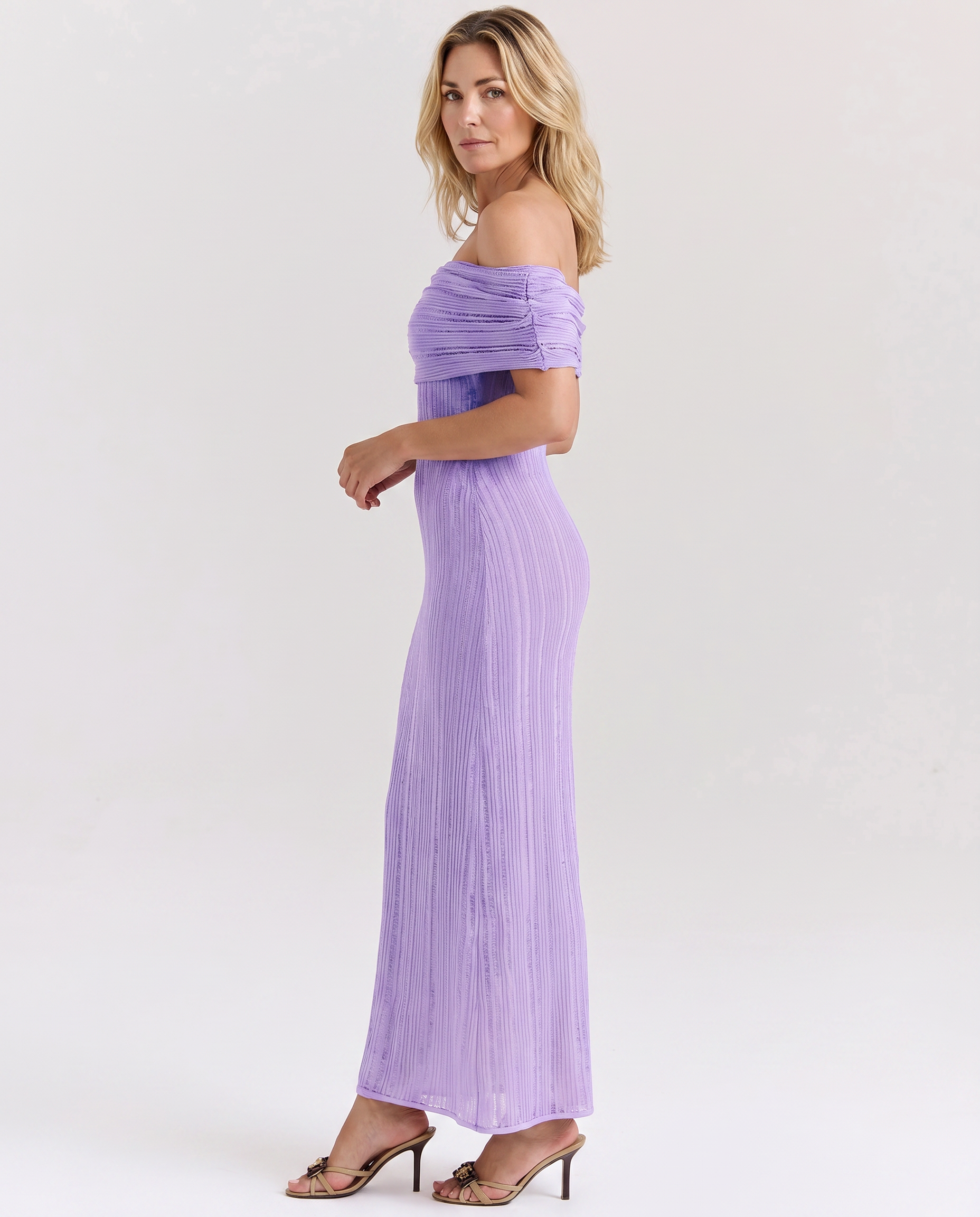 Gwendolyn | Off Shoulder Ribbed Maxi Dress