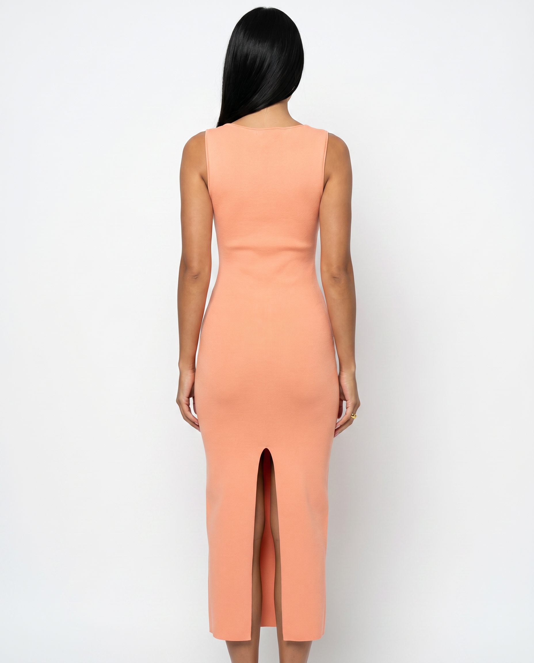 Nalini | Sleeveless Knit Maxi Dress with Back Split