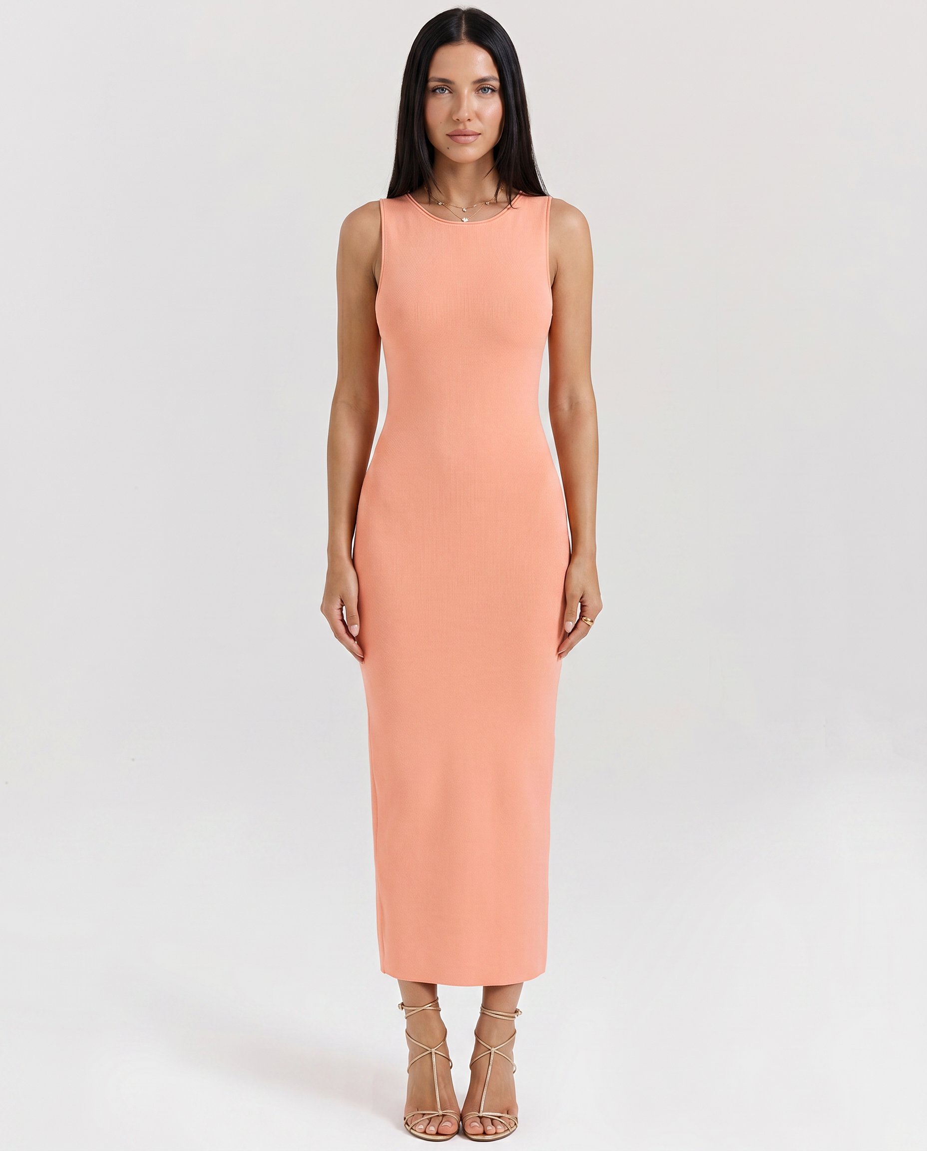 Nalini | Sleeveless Knit Maxi Dress with Back Split