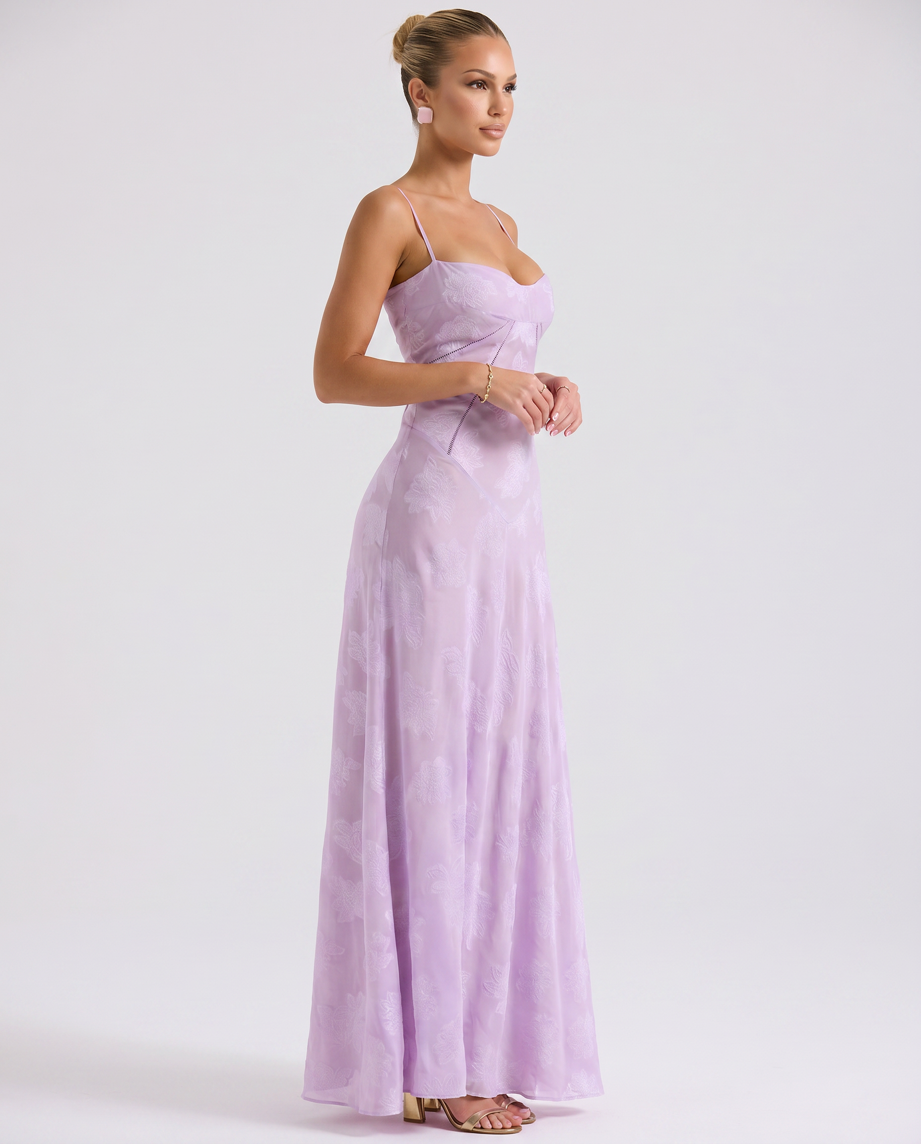 Cassidy | Maxi Dress with Lace-Up Back and Floral Detail