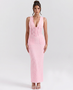 Jocelyn | Maxi Dress with Plunge Neck and Lace Panels
