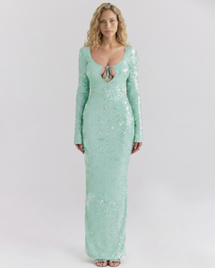 Tiff | Maxi Dress with Sequin Finish and Front Cut-Out