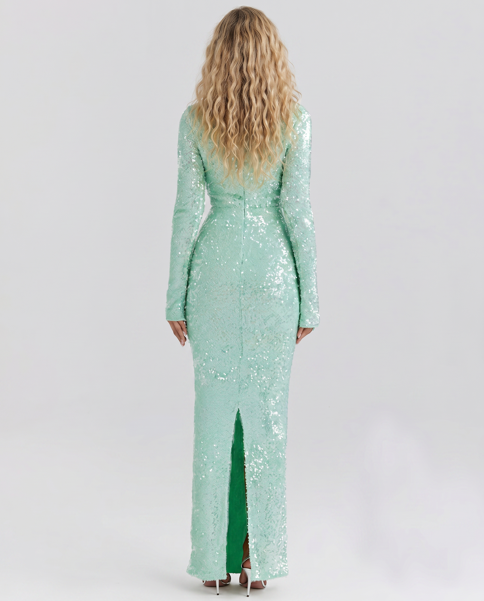 Tiff | Maxi Dress with Sequin Finish and Front Cut-Out