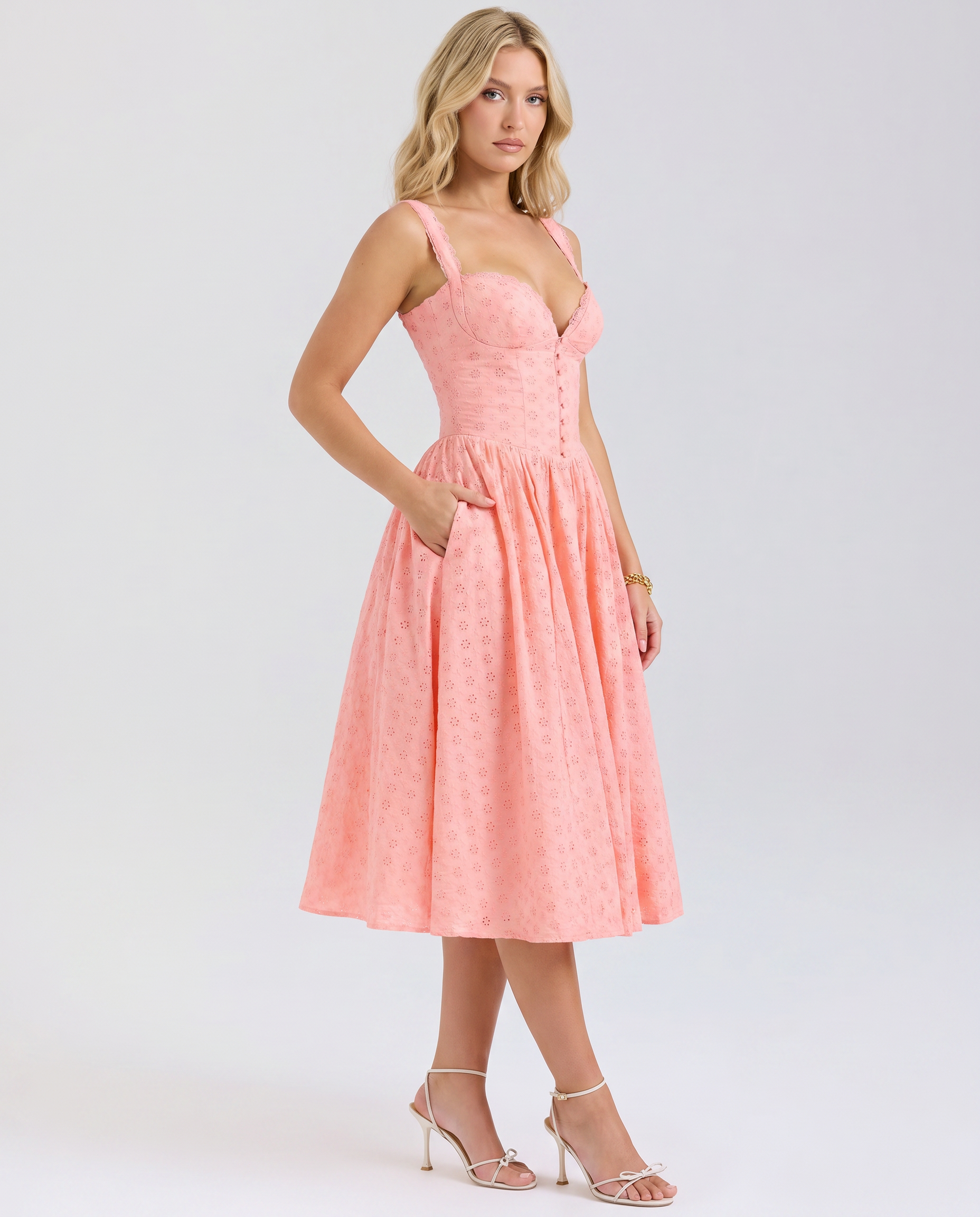 Adabella | Midi Dress with Sweetheart Neckline and Tulle Skirt