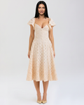 Austen | Floral Midi Dress with Broderie and Butterfly Sleeves