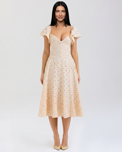 Austen | Floral Midi Dress with Broderie and Butterfly Sleeves