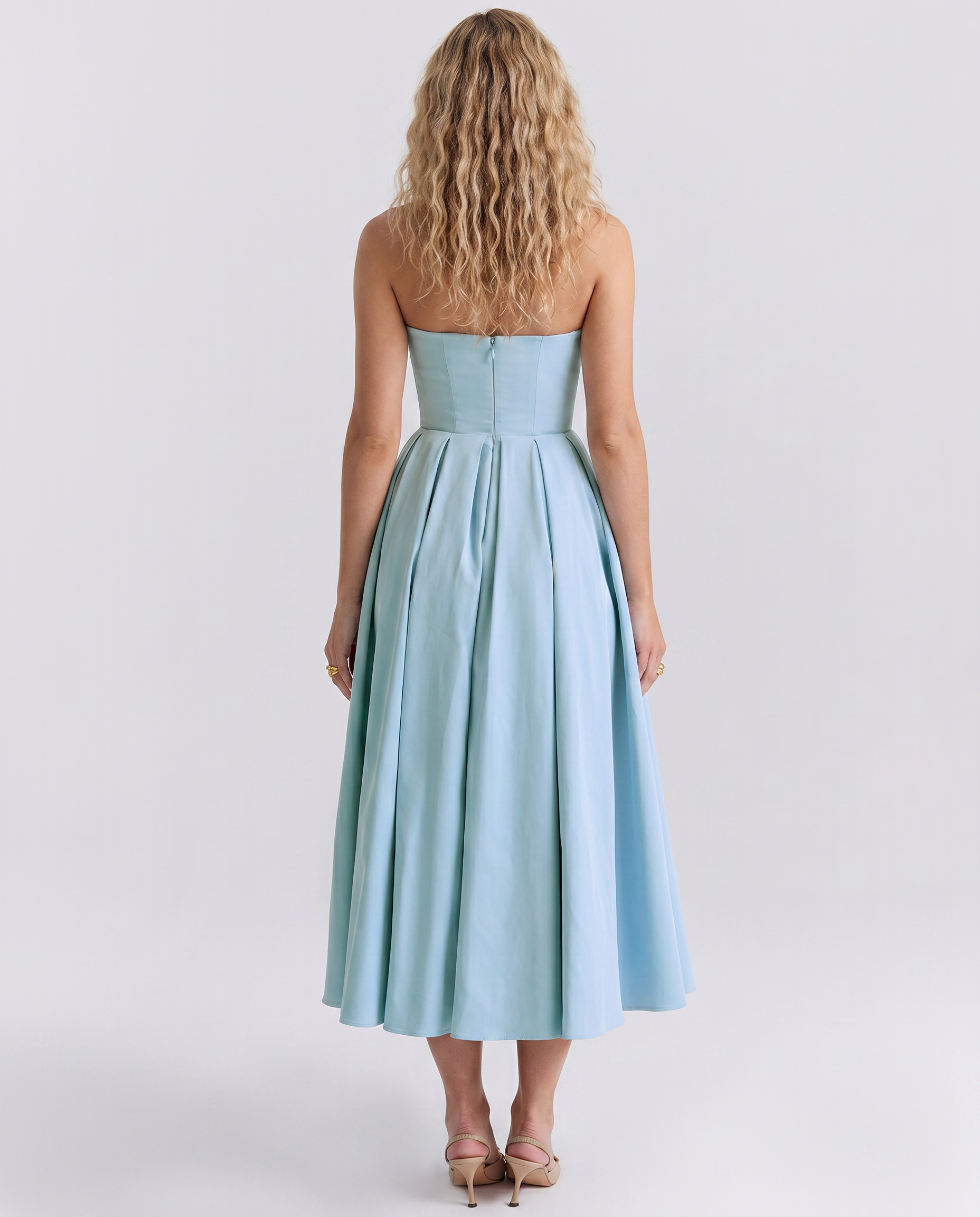 Bennett | Midi Dress with Strapless Corset Bodice