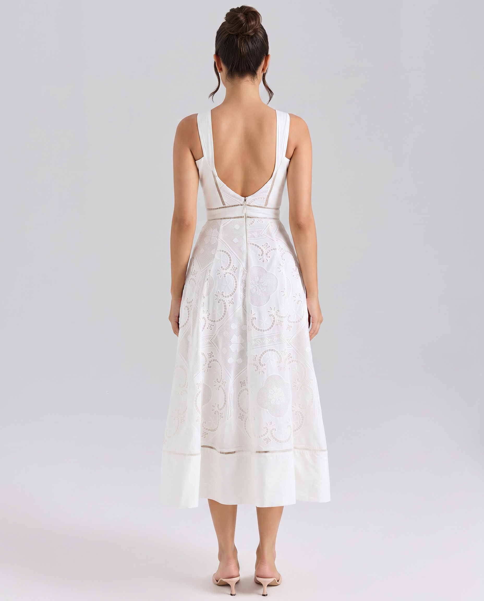Clarabelle | Midi Dress with Square Neck and Open Back