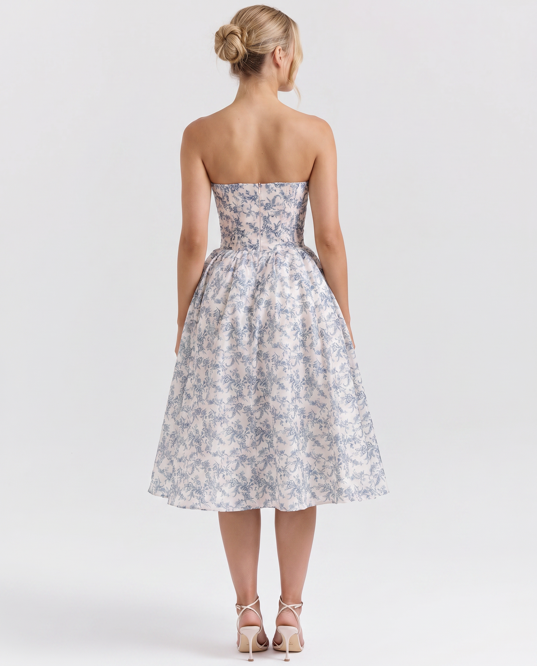 Claudia | Strapless Midi Dress with Corset Bodice