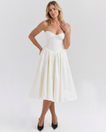 Tara | Strapless Midi Dress with Corset Bodice