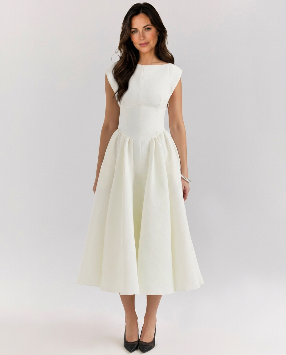 Jenna | Midi Dress with Open Back and Full Skirt