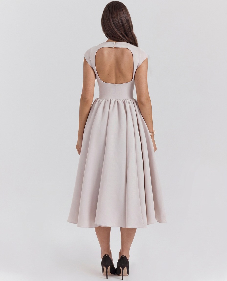 Jenna | Midi Dress with Open Back and Full Skirt