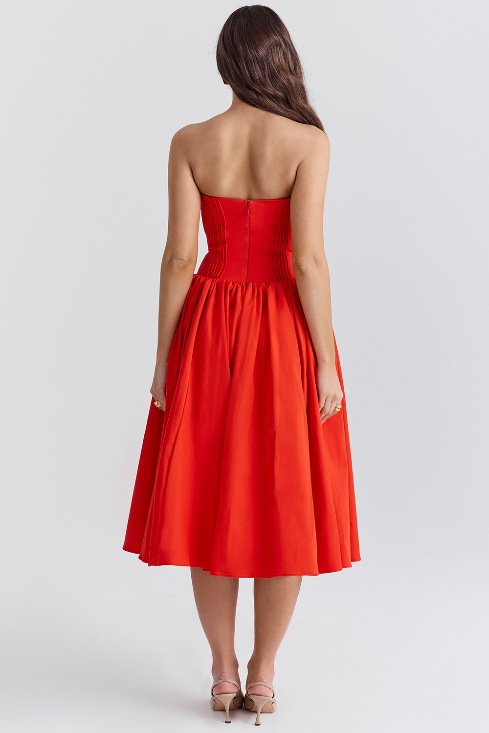 Laurie | Strapless Midi Dress with Corset Bodice