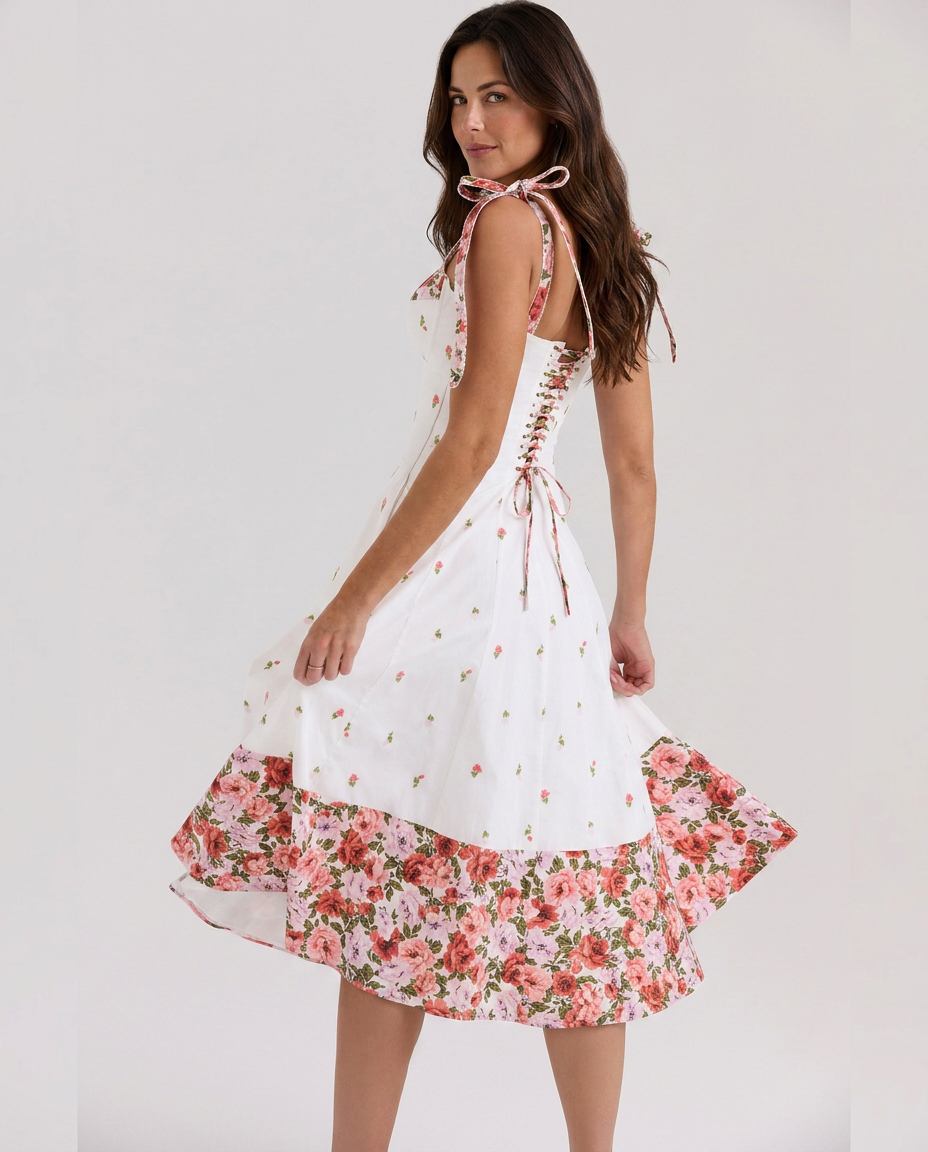 Myra | Floral Midi Sundress with Tie Straps