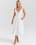 Nettie | Pin Tuck Cotton Midi Sundress