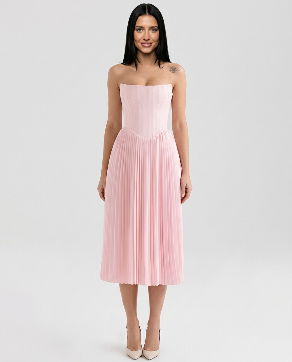 Juana | Pleated Midi Corset Dress