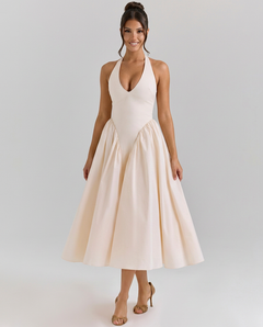 Jami | Halter Neck Midi Sundress with Tulle Underskirt