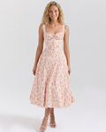 Rosie | Floral Print Cotton Corset Midi Dress