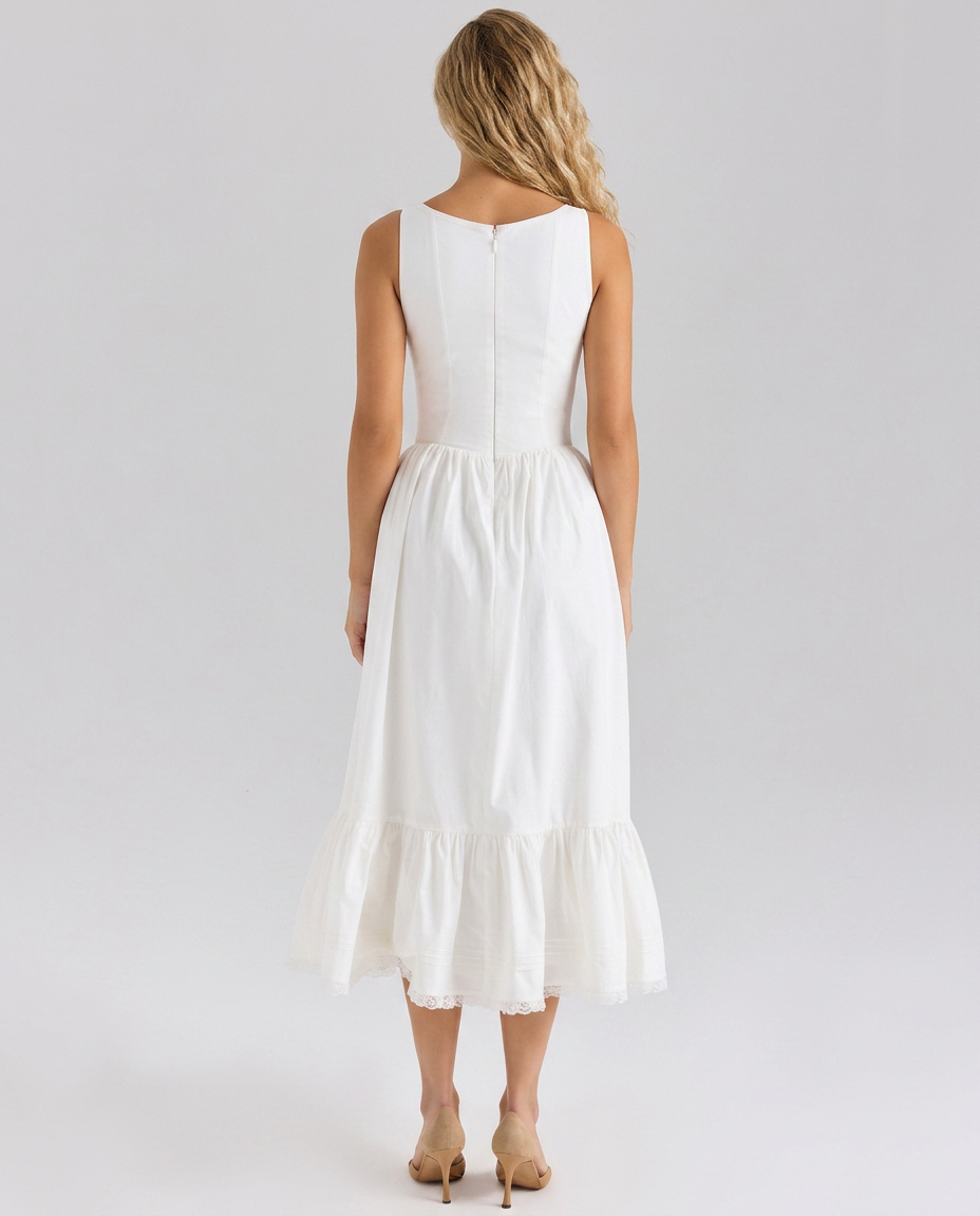 Abby | Lace Up Midi Dress