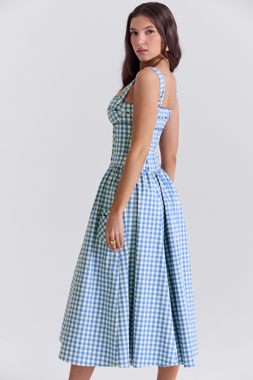 Lorna | Cotton Midi Sundress with Gathered Skirt